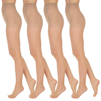 L'eggs Everyday Standard-Panty Sheer Toe Pantyhose for All Day Comfort, 100% Nylon, Suntan, Size A (Pack of 4)