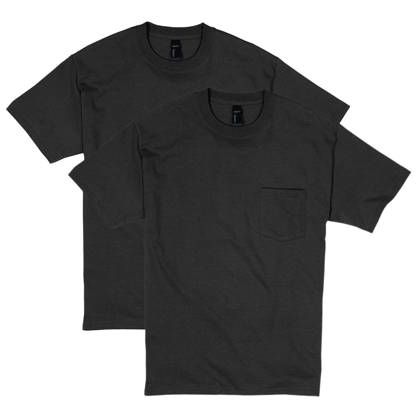 Hanes Mens Beefy-t Pocket T-shirt, Heavyweight Cotton Tee For Men, Full-cut 1 Or 2 Pack Fashion-t-shirts, Navy - 2 Pack, X-Large US