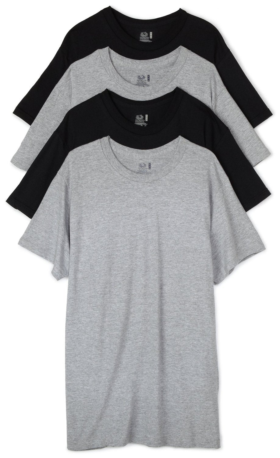 Fruit of the Loom Mens 4Pack TALL Black-Grey Crewneck T-Shirts Undershirt XL