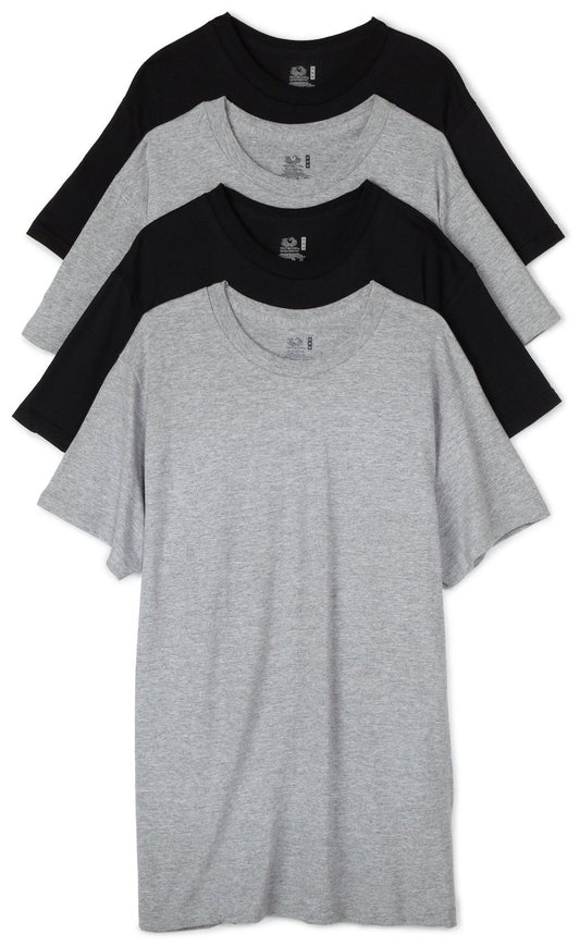 Fruit of the Loom Mens 4Pack TALL Black-Grey Crewneck T-Shirts Undershirt XL