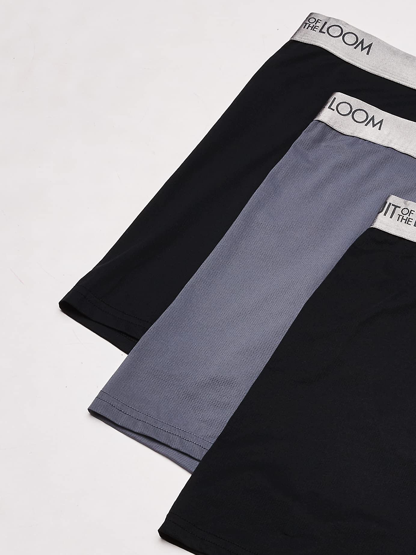 Fruit of the Loom Men's 3-Pack Everlight Boxer Briefs, Black/Gray, Small