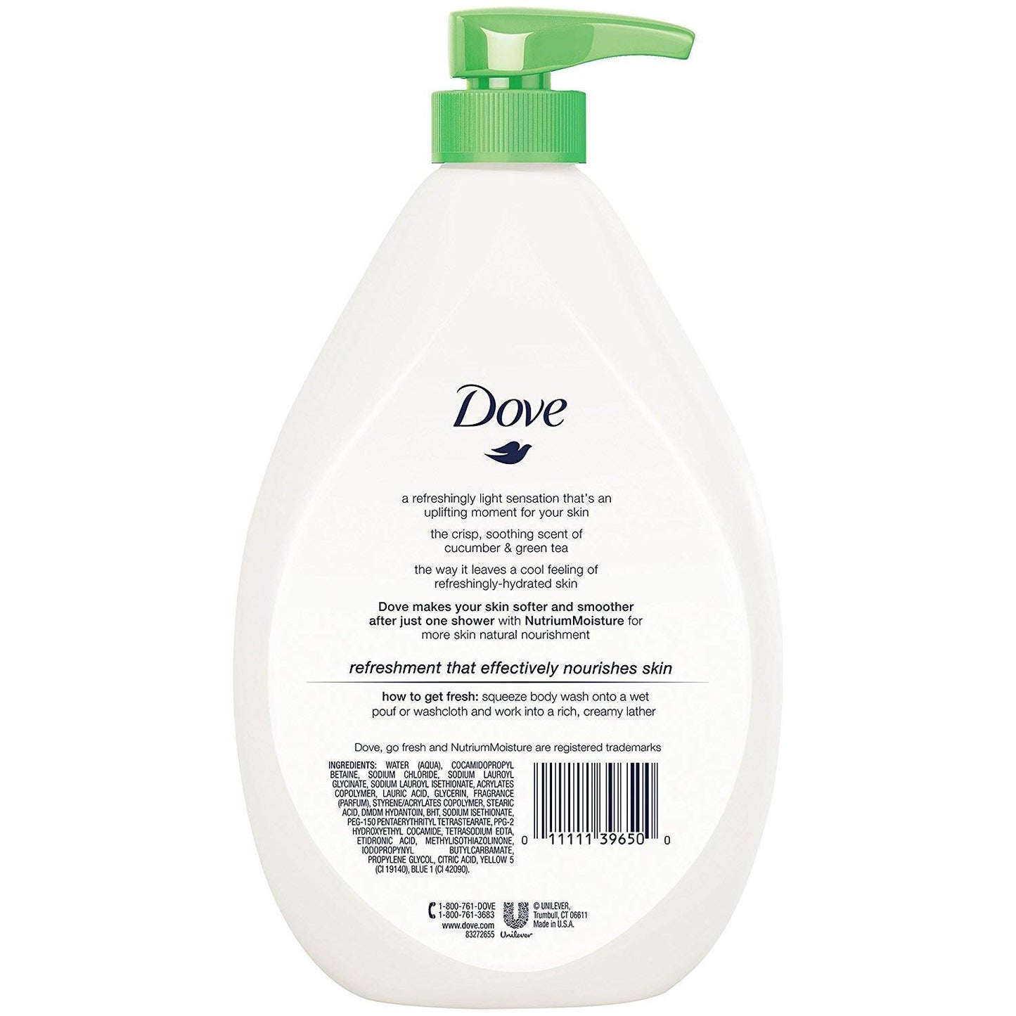 Dove Refreshing Revitalizes And Refreshes Skin Body Wash, Cucumber and Green Tea, 34 fl oz (3 pack) (Bundle)