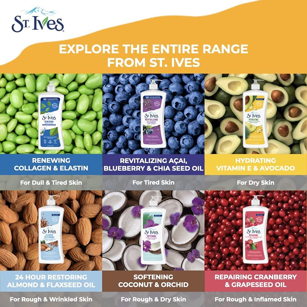 St. Ives Hydrating Body Lotion, Vitamin E and Avocado, 21 oz