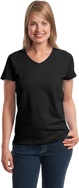 Hanes Women's Relaxed Fit Authentic Essentials Short Sleeve V-neck T-Shirt