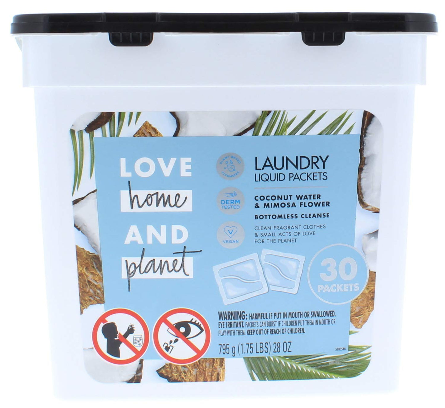 Love Home & Planet Coconut Water & Mimosa Flower Laundry Detergent Packets (30 Count)