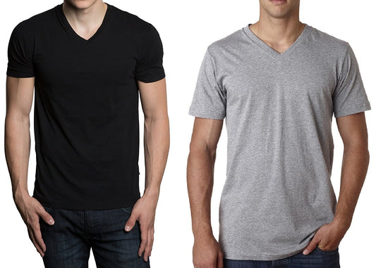 Hanes Men's Red Label Closure 6-Pack V-Neck T-Shirts (Black & Grey, XX-Large)