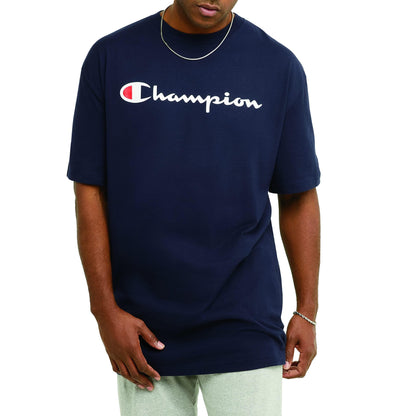 Champion mens Classic T-shirt, Classic Script T Shirt, Navy-y06794, Medium US