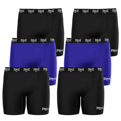 Everlast Mens Boxer Briefs Breathable Underwear for Men - 6 Pack Active Performance Mens Underwear (XL, Grey/Blue/Red)