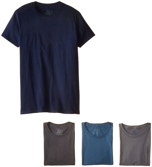 Fruit of the Loom Men's Stay Tucked Crew T-Shirt, (Medium, Assorted Blue/Grey) (Pack of 4)