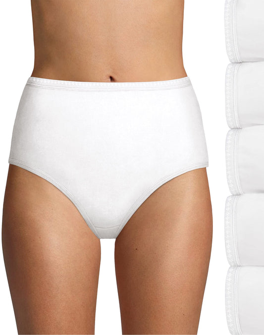 Hanes Ultimate womens 6-pack Breathable Cotton Panty Briefs, White, White, White, White, White, White, 9 US