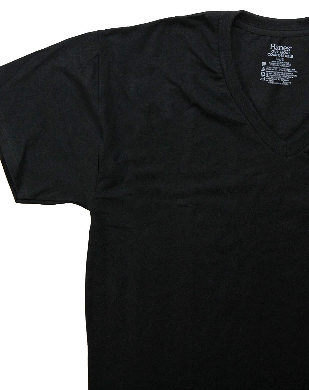 Hanes Mens Premium Stretch V-Neck Undershirt - Black - 6 Pack (Medium)