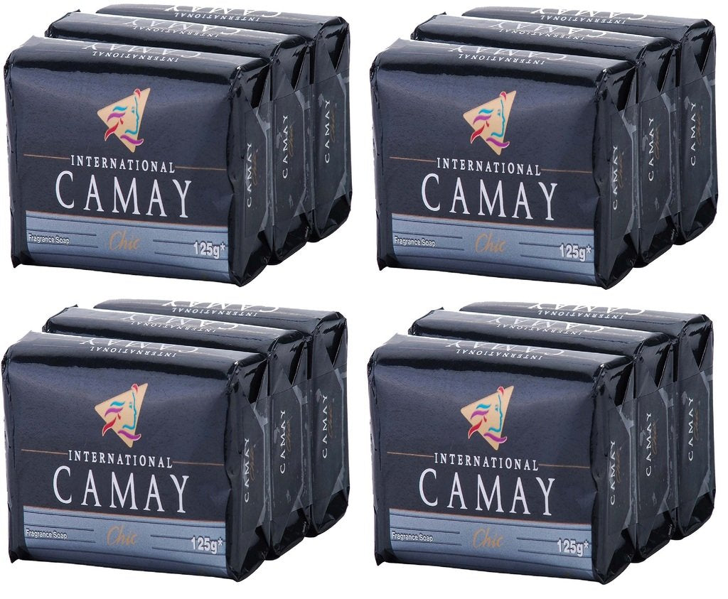 Camay CHIC Softly Scented Bar Soap (PACK OF 12) All-in-one exfoliating and moisturizing soap Leaves Skin Smooth & Radian! Great for Hands, Face & Body! (12 Bars, 4.4oz Each Bar)