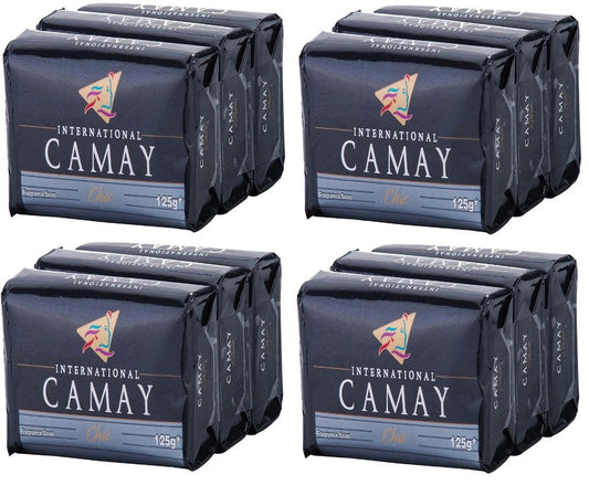 Camay CHIC Softly Scented Bar Soap (PACK OF 12) All-in-one exfoliating and moisturizing soap Leaves Skin Smooth & Radian! Great for Hands, Face & Body! (12 Bars, 4.4oz Each Bar)