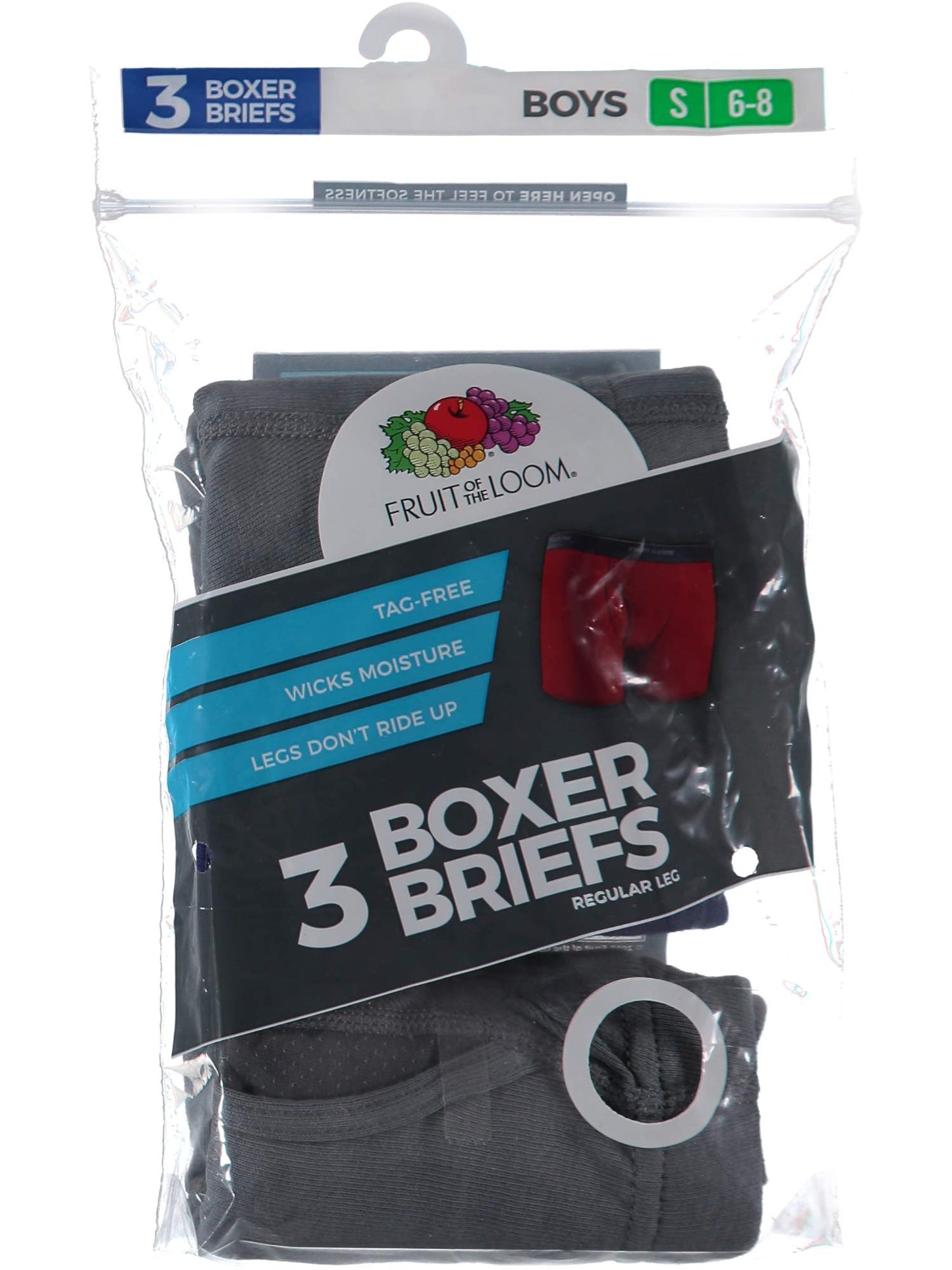 Fruit of the Loom Boys Boxer Brief, 3 Pack - Boys' Boxer Briefs (Assorted Colors) (Traditional Fly - 3 Pack - Covered Waistband, Small)