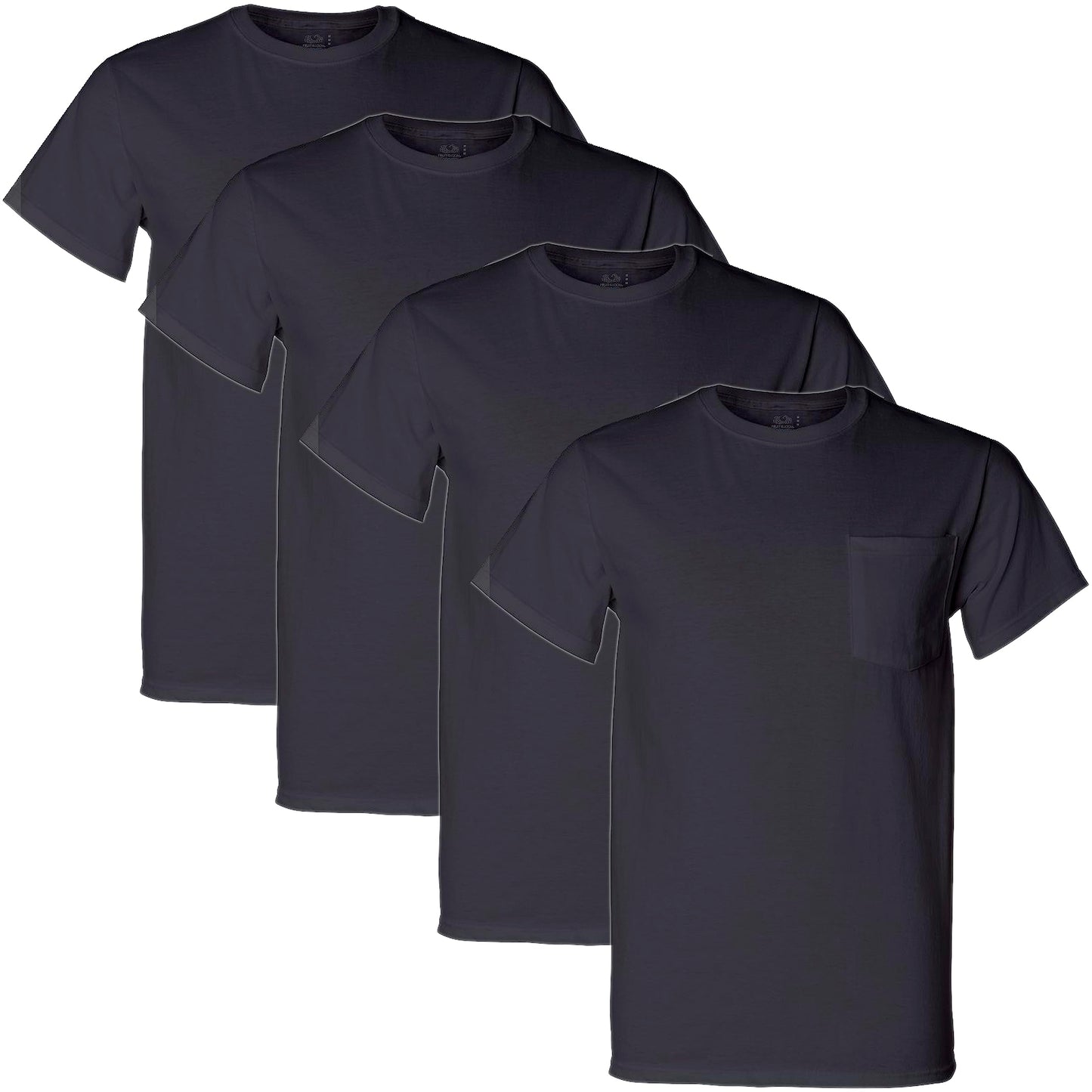 Fruit of the Loom Men's Pocket Crew Neck T-Shirt (Pack of 4), Assorted Blues, X-Large