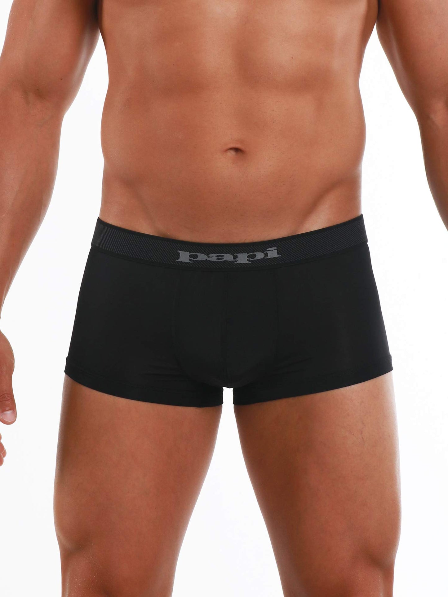 Papi Men's Brazilian Cool Trunk Boxer Briefs Pack of 2 Comfort Fitting Underwear, Plaid-Black/Red, X-Large