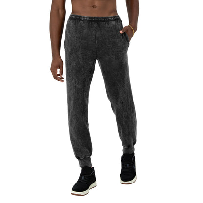 Champion, Mineral Dye Graphic, Fleece Men's Jogger Sweatpants, 30", Black C Patch Logo