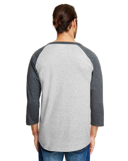 Champion Adult 5.2 oz. Raglan T-Shirt L OXF GRY HT/ GOLD