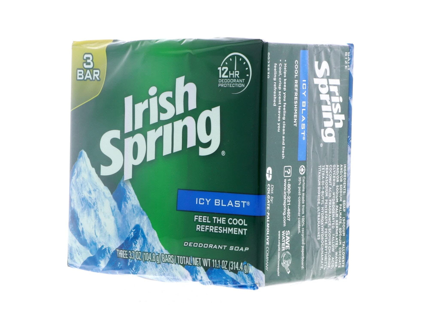Irish Spring Bath Bar, Icy Blast 3.75 Oz, 3 x 3.75 oz bars