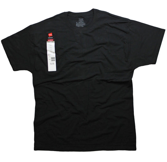 Hanes Mens Premium Stretch Crew Neck Undershirt - 6 Pack (Large, Black)