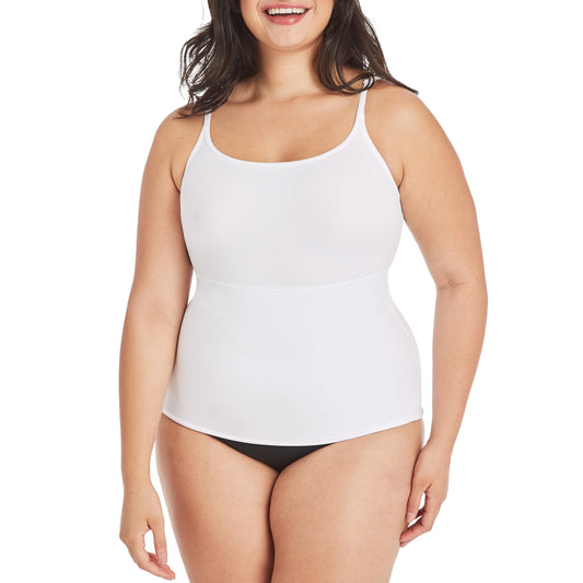 Maidenform womens Long Length Camisole Fl3266 shapewear tops, White, Medium US