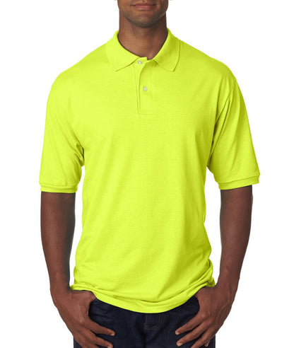 Jerzees Men's 2 Button Placket Welt Knit Collar Polo Shirt, Small, Safety Green