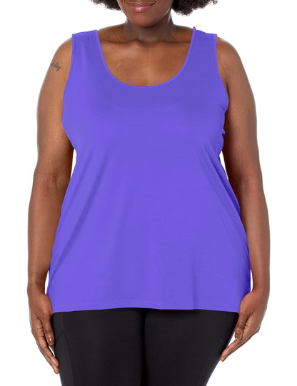 JUST MY SIZE womens Cooldri Performance Scoopneck Tank Top Shirt, Vivid Fuchsia, 20 US