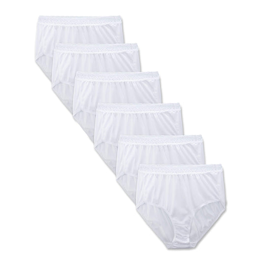Fruit of the Loom Women's Hi-Cut Panties 6-Pack Brief Panties, White, 5