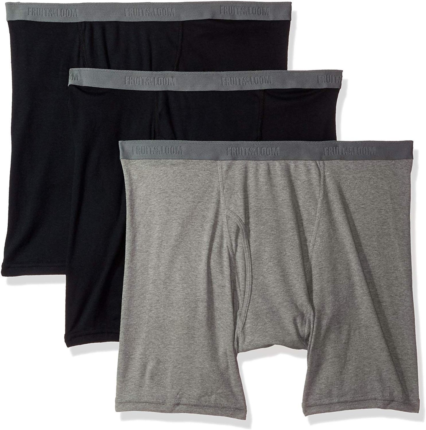 Fruit of the Loom Men's Premium Boxer Briefs 3-Pack Ultra Soft Cotton Tag Free No Ride Up