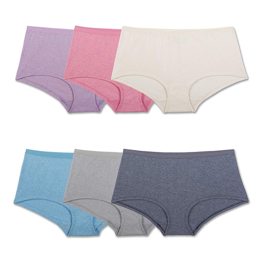 Fruit of the Loom Women's Beyondsoft Panties, Boyshort-Cotton Blend-6 Pack, 6