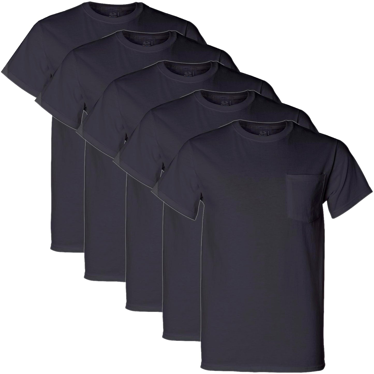 Fruit of the Loom Men's Pocket T-Shirt Multipack (5 Pack), Assorted (5Pack), X-Large