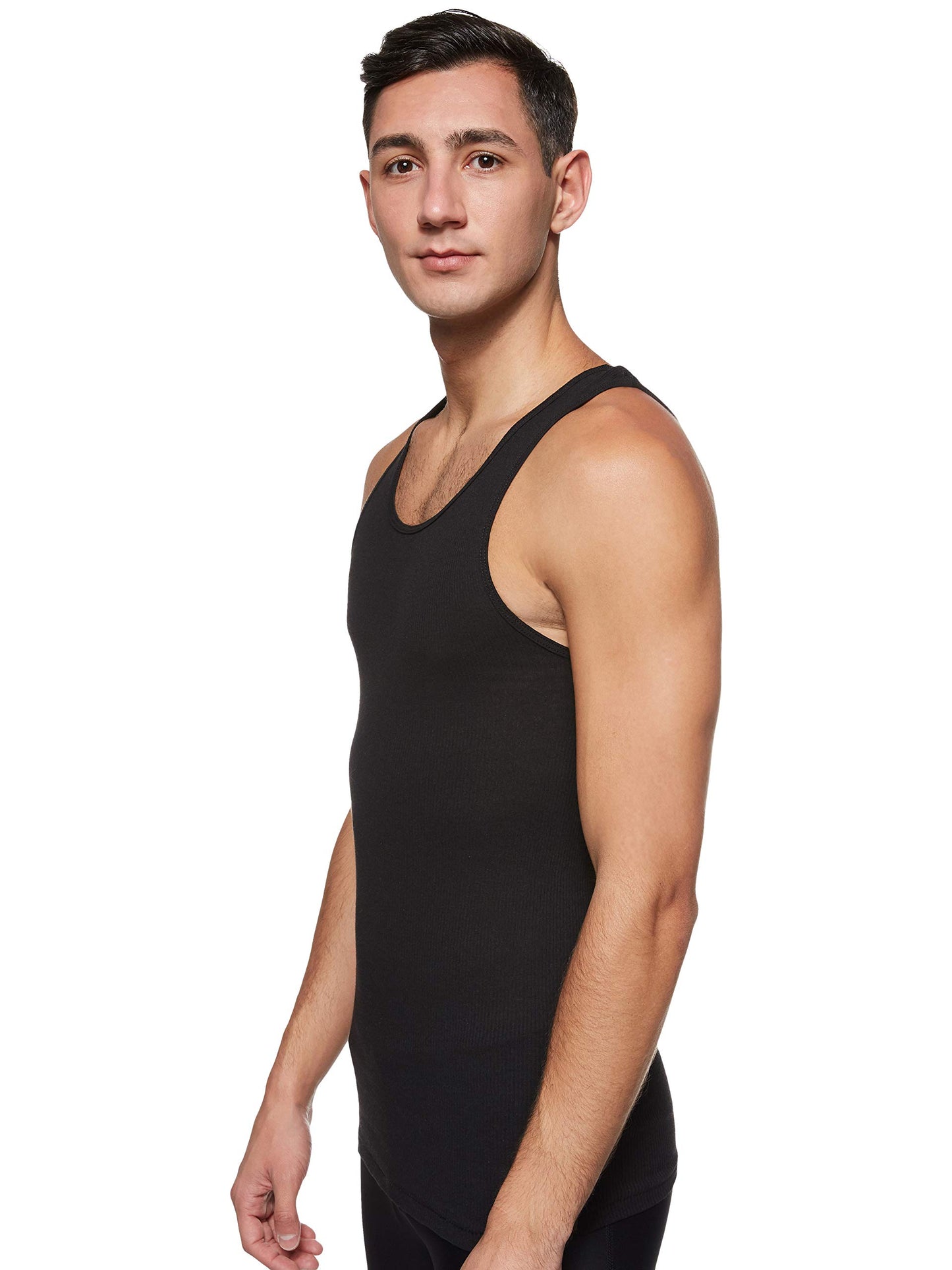 Hanes Men's Tagless Ribbed A-Shirt 4-Pack (Medium, White)