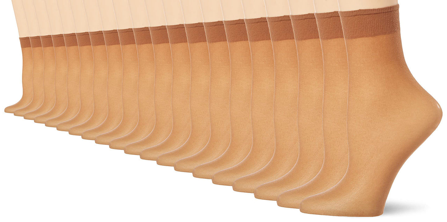 L'eggs Women's Everyday 10-Pack Sheer Toe Ankle High Stockings, Suntan, One Size