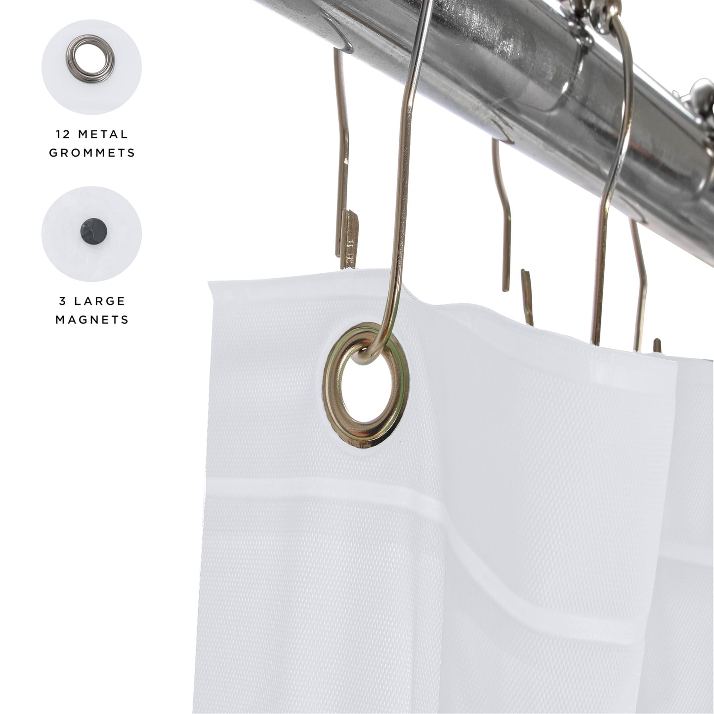 Bath Bliss PVC Heavy Weight Shower Curtain Liner | 4G | 70"x72" | Rust Resistant Copper Grommets | Magnetic Hem | Frost