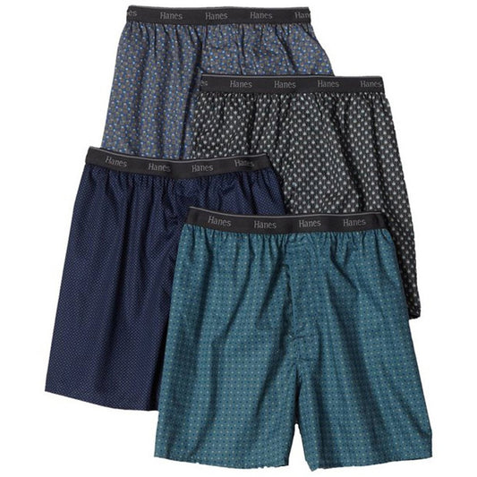 Hanes Men's 4-Pack TAGLESS Assorted Prints Boxer, Assorted, XX-Large