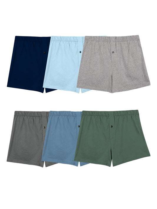 Fruit of the Loom Men's Tag Free Knit Boxer Shorts, Relaxed Fit, Moisture Wicking, Color Multipacks, Assorted Solids, 3X-Large