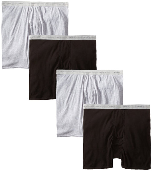 Hanes Men's Big Boxer Brief - Sizes (Pack of 4) (Medium, Black/Grey)