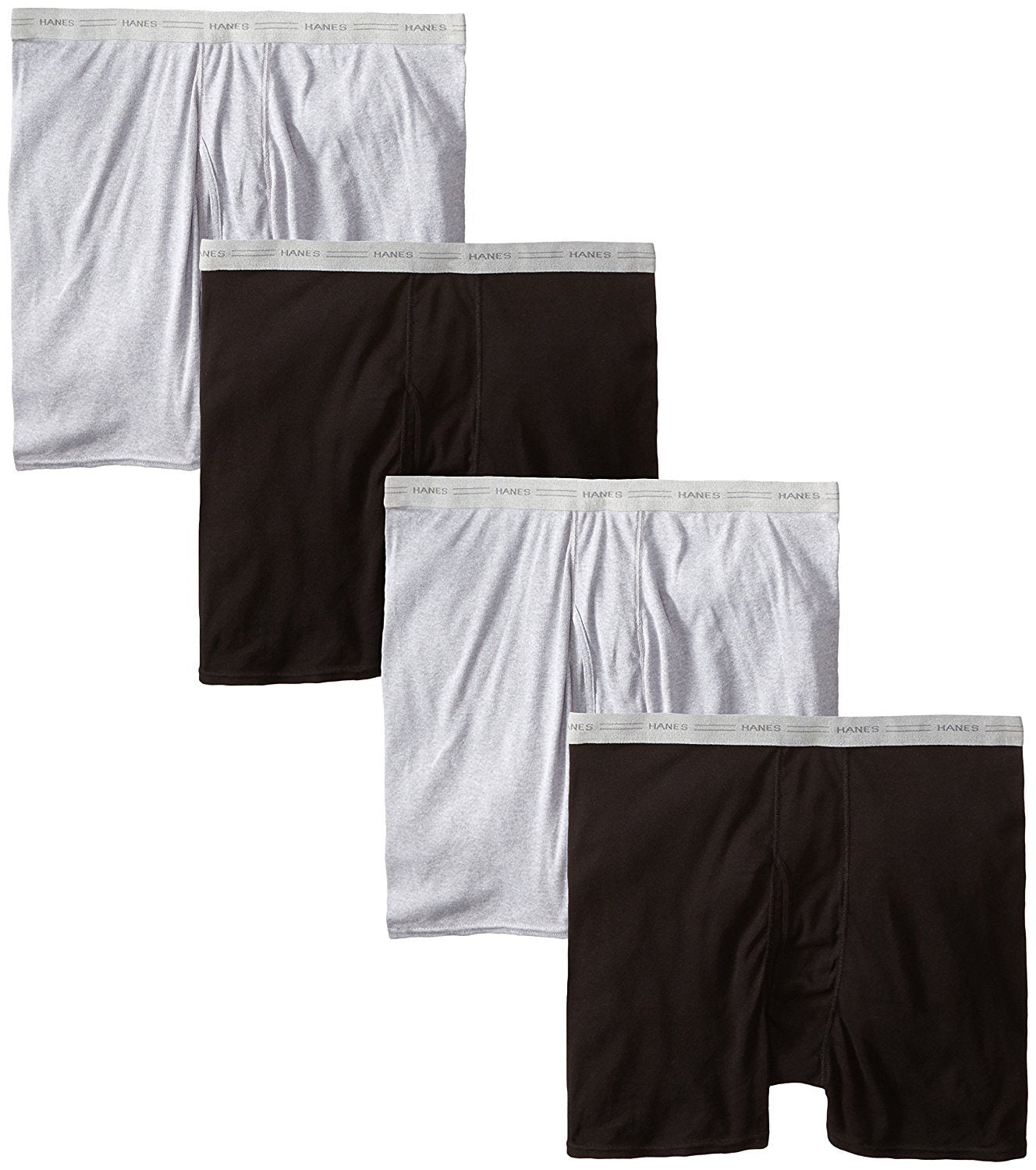 Hanes Men's Big Boxer Brief - Sizes (Pack of 4) (X-Large, Black/Grey)