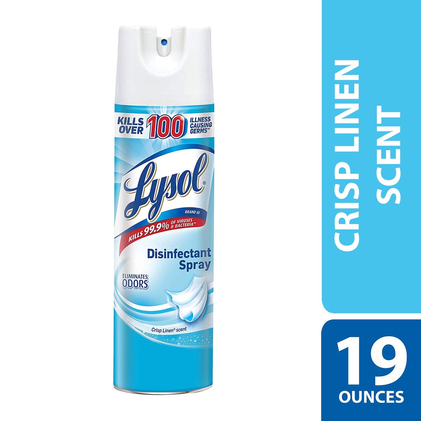 Lysol Disinfectant Spray, Sanitizing and Antibacterial Spray, For Disinfecting and Deodorizing, Crisp Linen, 19 fl oz (Pack of 4)