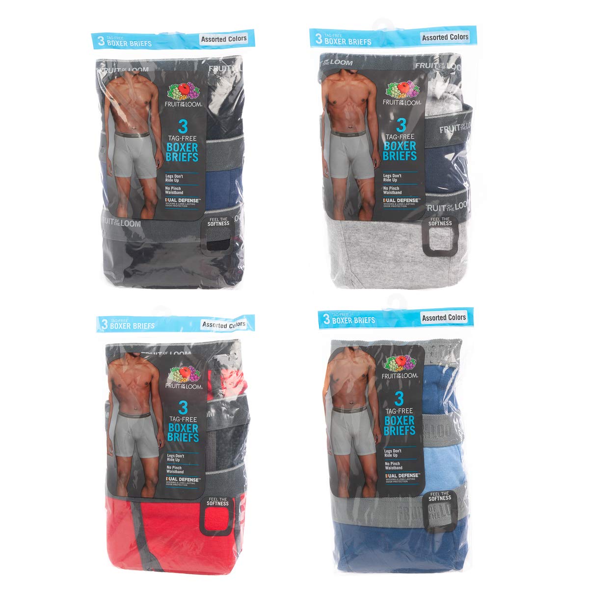 Fruit of the Loom, 12 Pack Random, Mens Underwear, Size Medium, Cotton Underwear, Boxer Briefs with Fly, Tag Free