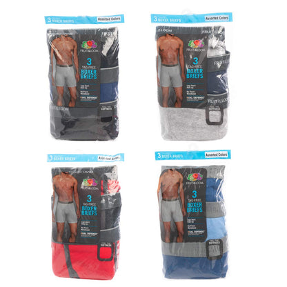Fruit of the Loom, 12 Pack Random, Mens Underwear, Size Medium, Cotton Underwear, Boxer Briefs with Fly, Tag Free