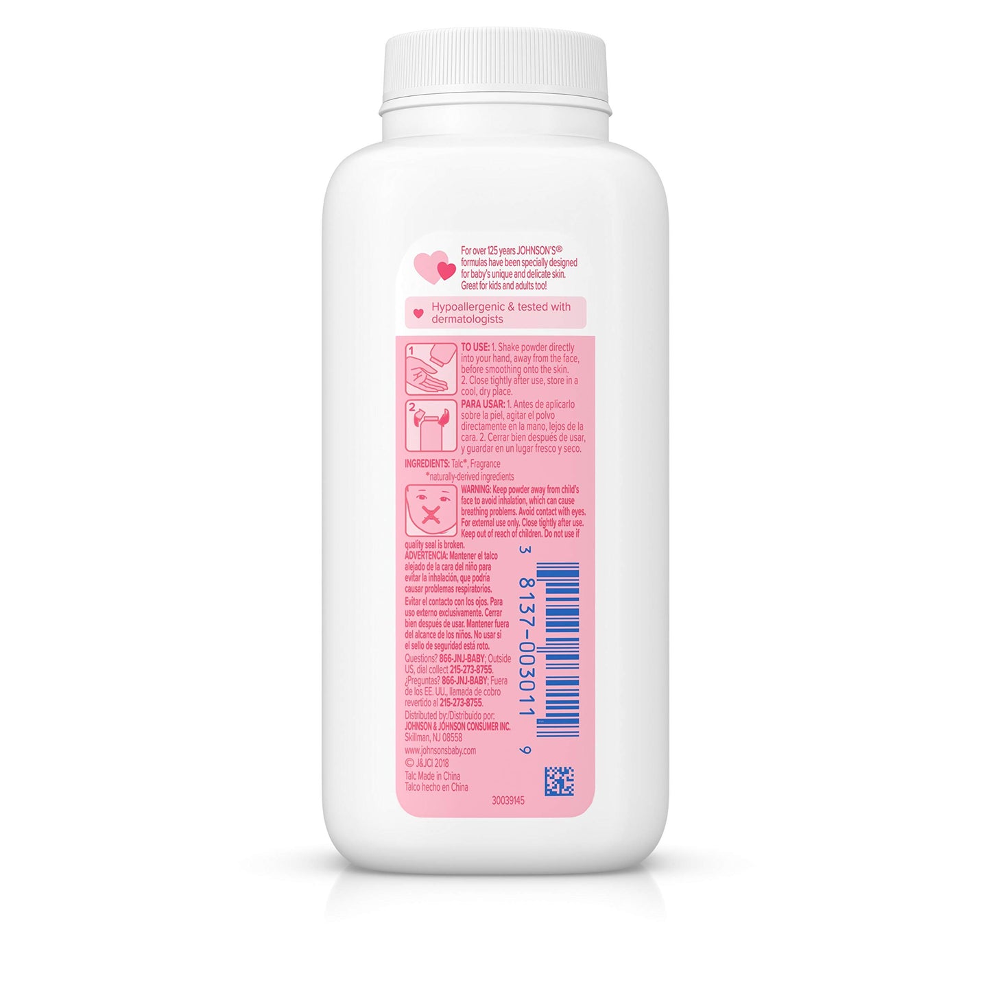 Johnson's Baby Powder, Hypoallergenic and Paraben Free, 4 oz
