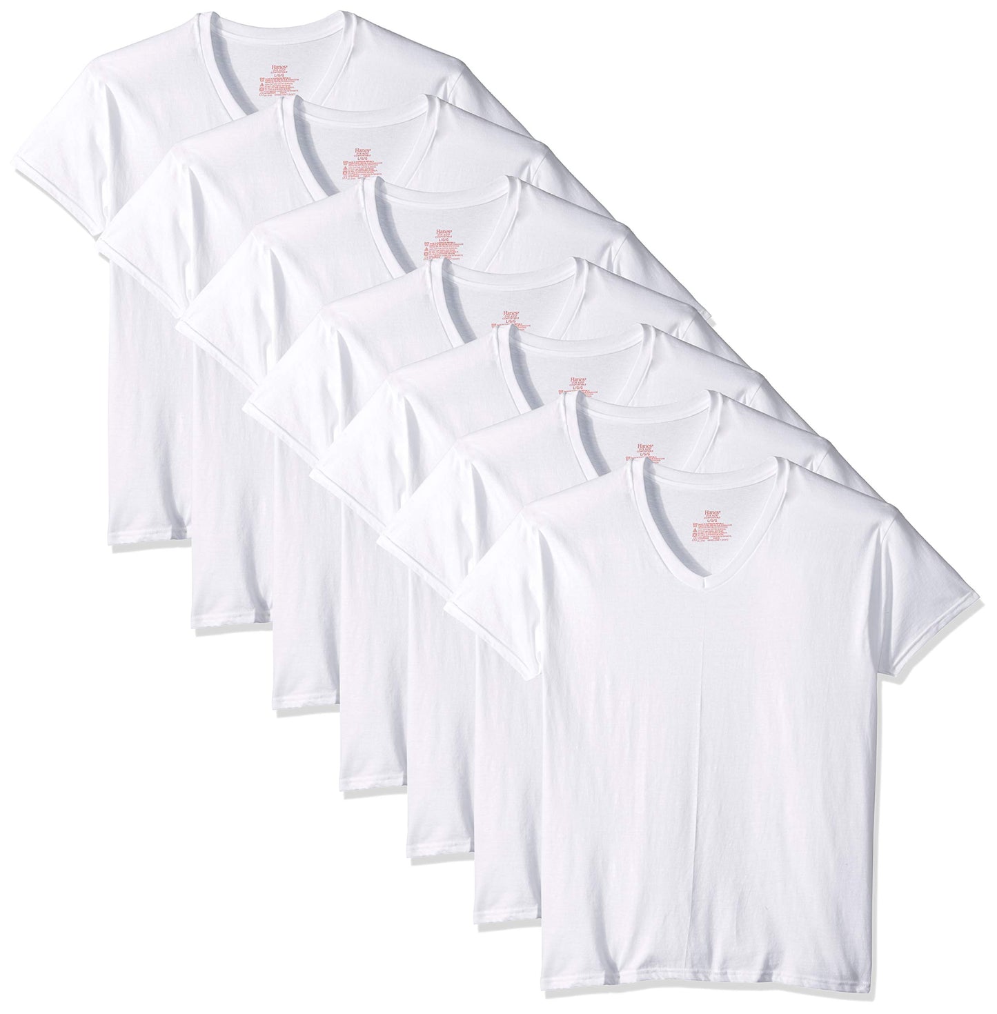 Hanes Ultimate Men's 6 Pack FreshIQ V-Neck Tee, White, Small