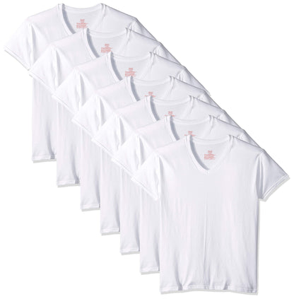 Hanes Ultimate Men's 6 Pack FreshIQ V-Neck Tee, White, Small