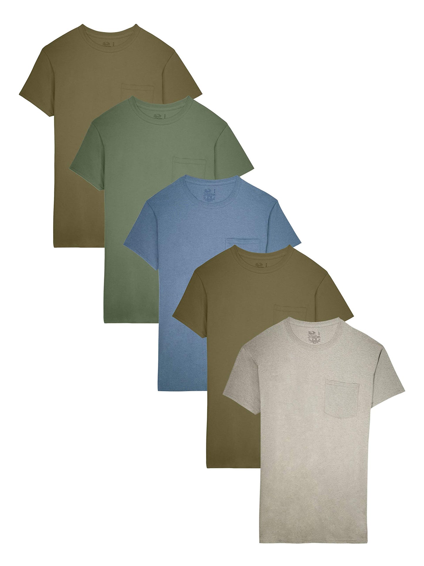 Fruit of the Loom Men's Pocket T-Shirt Multipack (5 Pack), Assorted (5Pack), X-Large