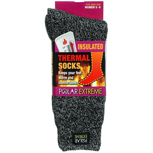 Womens Polar Extreme Moisture Wicking Insulated Thermal Socks in 4 Great Colors (Black-White)
