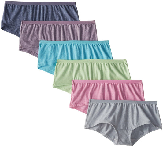 Fruit of the Loom Women's Beyondsoft Panties, Boyshort-Cotton Blend-6 Pack, 5