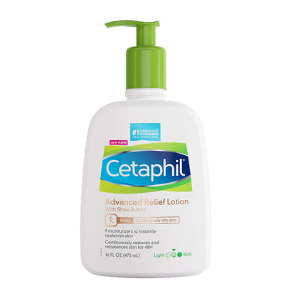 Cetaphil Advanced Relief Lotion with Shea Butter, 2 Pack - 16 oz, For Dry, Sensitive Skin, 48-Hr Moisture, Restores Skin Barrier, Fragrance Free, Dermatologist Recommended Sensitive Skincare Brand