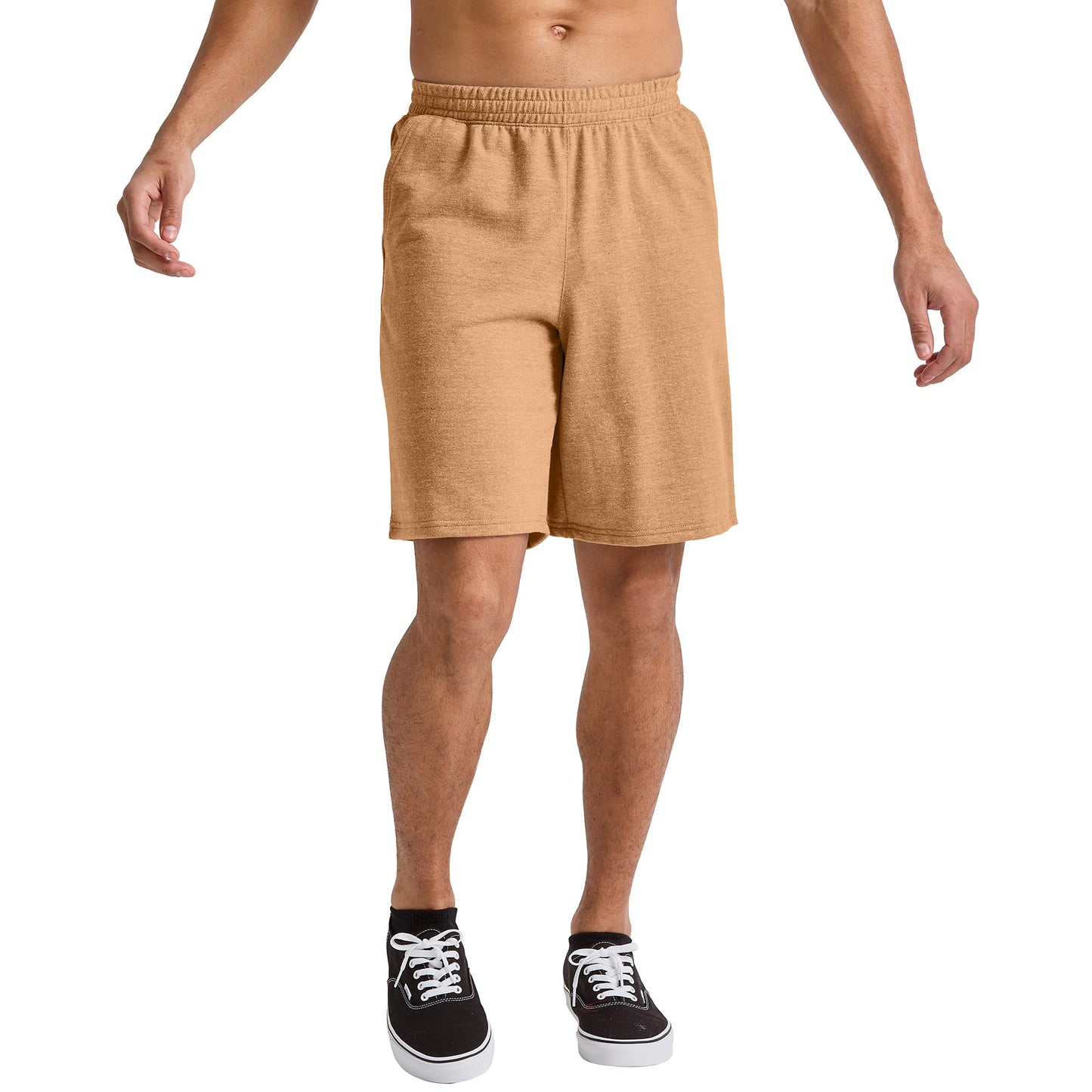 Hanes Comfortblend Men's Originals French Terry Sweat, Pull-On Athletic Shorts, 9", Concrete PE Heather, 2X Large