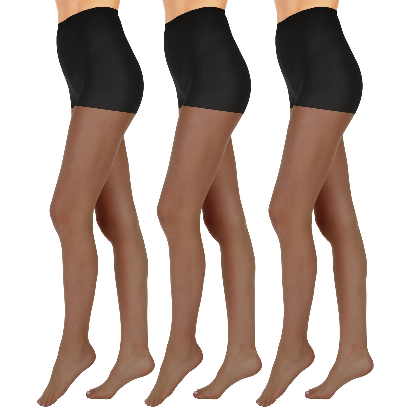 L'eggs Everyday Control Top Sheer Toe Pantyhose for All Day Comfort, 100% Nylon, Off Black, Size Q (Pack of 6)